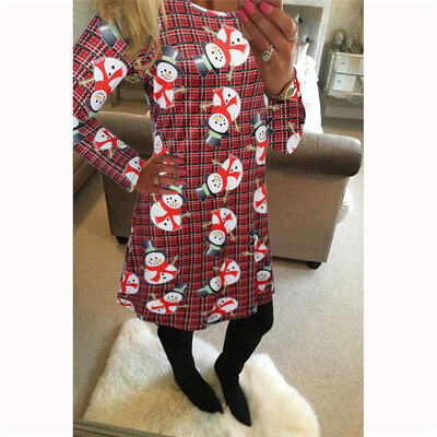 

Ruiyige 2018 spring Fashion Women Christmas Clothing Elegant Long Sleeve O-Neck Tunic Stretch Mini Dress Santa Festival Vestidos