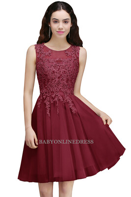 

A Line Homecoming Dresses Lace Applique Knee Length Formal Short Party Cocktail Prom Dresses