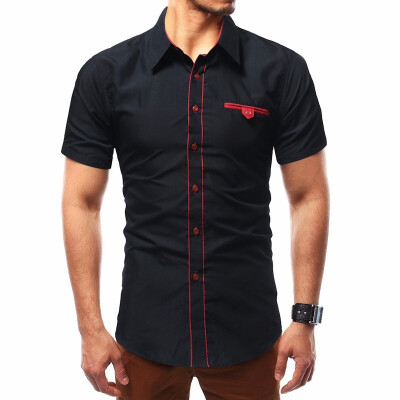 

Mens Summer Short Sleeved Self Cultivation Personality Shirt Casual Fashion Collar Shirt