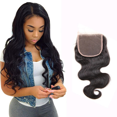 

WYF Virgin Hair Body Wave 4 Связки с закрытием Необработанные индийские человеческие волосы