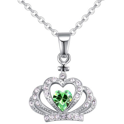 

Heart Crown Necklace Pendant Crystal from Swa Elements Women Vintage Fashion Jewelry Female Ladies Bride Accessories 28523
