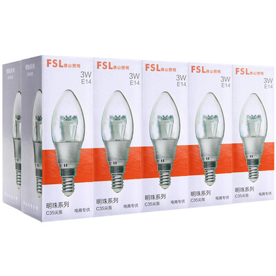 

Foshan lighting FSL LED tip bubble crystal lamp energy-saving bubble tip 3W transparent E14 day mark 6500K 10 support beads silver