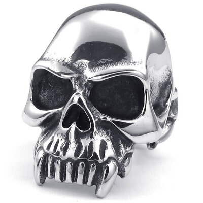 

Hpolw Mens Stainless Steel SkeletonSkull Ring Punk Vintage Party Biker Unique Jewelry Large Heavy Gothic Skul men ring