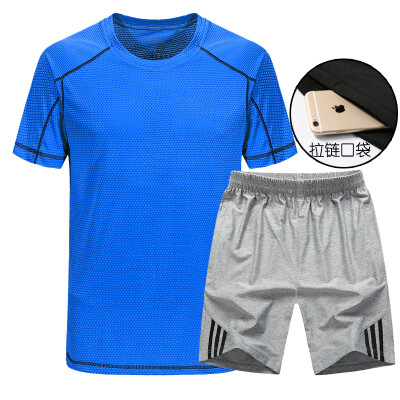 

Sports suit men&39s summer short sleeve fitness suit men&39s sports T-shirt fitness suit breathable quick dry men&39s running suit