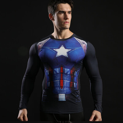 

Hot Sale Fitness MMA Compression Shirt Men Anime Bodybuilding Long Sleeve Crossfit 3D Superman Punisher T Shirt Tops Tees