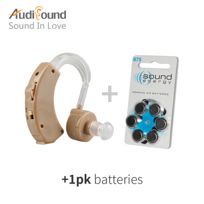 

Audisound Hearing Aids Best Sound Amplifier Small Convenient Ear Care For Deaf with 6PCS1 CARD A675 Battery