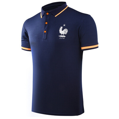 

Russia World Cup 2018 Sports Soccer Polo Shirt Summer New National Polo Shirt French Team Navy Blue T-shirt