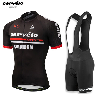 

UCI 2018 pro team Cervelo mens summer short sleeve cycling jersey bib shorts kit breathable Bicycle clothing MTB bike jersey
