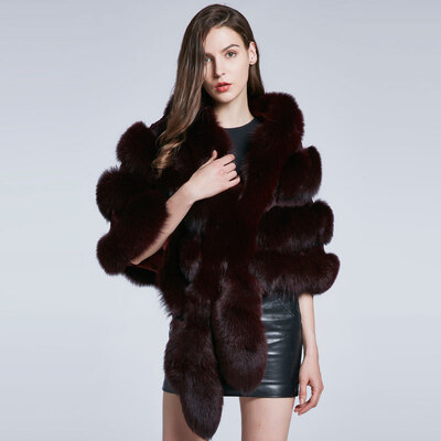 

Fox Fur Coat Shawl Women Winter Scarf Real Fur Jacket Furry Short Coat Horizontal Stripe Fox Fur Collar 2018 New Discount Warm