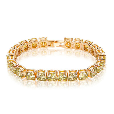 

Aiyaya 12k Gold Plated Round Yellow 4 Prog Setting Charm Bracelets