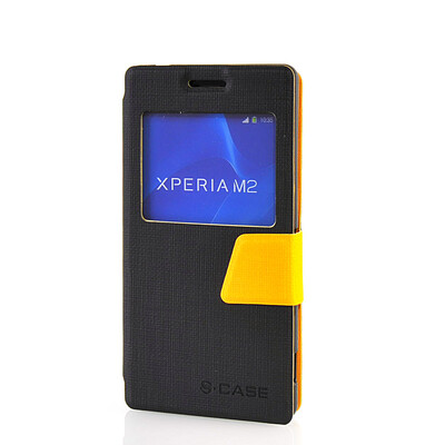 

MOONCASE View Window Leather Side Flip Pouch Ultra Slim Shell Back ЧЕХОЛ ДЛЯ Sony Xperia M2 Black