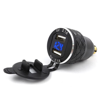 

Aluminum Alloy Metal Shell CNC Motorcycle Dual USB Charger 42A Voltmeter for DIN Hella Socket for BMW Motorcycle 12-24V