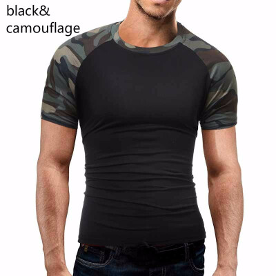 

Summer Mens Fashion Stitching Color Short Sleeved Cotton T-shirts