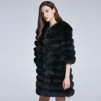 

Fox Fur Coat Natural Fur Coat Real Fur Coat Winter Woman Jacket Length Can Change Warm Stripe Stitching 2018 New Discount Sale