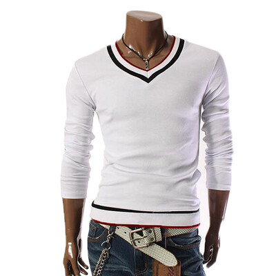 

Zogaa New Korean Mens T-shirt Contrast Color Slim