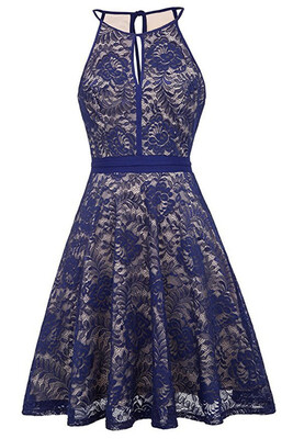

Womens Halter Floral Lace Cocktail Party Dress Homecoming Dress Homecoming Dress