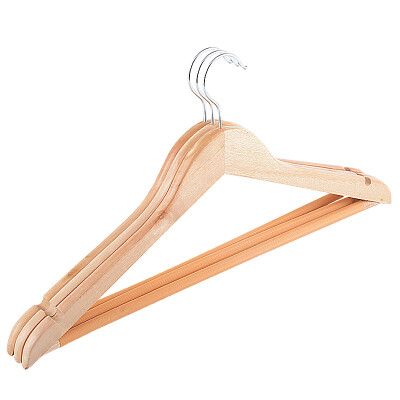 

Maybelline wood hanger groove slip non-slip wood color 45cm wooden hanger rack pants rack scarf rack 3 Pack