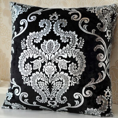 

Freeshipping Silver Embroidery Customized Pillow Case Wedding Room Sofa Chair Bedding Hotel Decorative Cushion Cover Pillowslip
