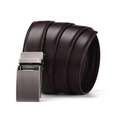 

XHtang Mens Belt Genuine Leather Automatic Buckle belt For Waistband Ratchet Strap Black Leather Belt Designer Belt For Jeans Gift