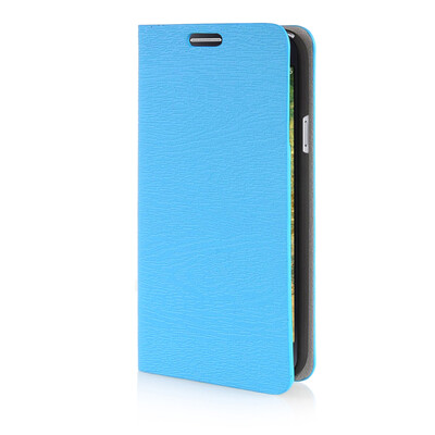 

MOONCASE Leather Side Flip Wallet Card Slot Pouch Stand Shell Back ЧЕХОЛ ДЛЯ Samsung Galaxy E5 Blue 01