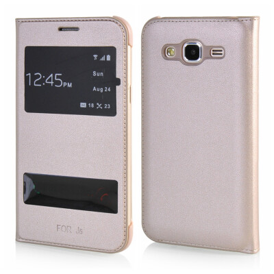 

MOONCASE Window View Design Side Flip Premium PU Leather Case Cover for Samsung Galaxy J5