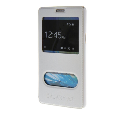 

MOONCASE Samsung Galaxy A7 Case View Leather Flip Pouch Bracket Back Cover White