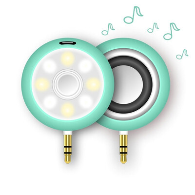 

2 in 1 Mini 35mm Audio Speaker with 8 LED Selfie Flash Fill-in Light Spotlight Lamp audio speaker Atmosphere lamp selfie light