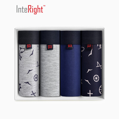 

INTERIGHT Mens Fashion Breathable Printed Corner Panties 4 Boxed Combo C XXL Code