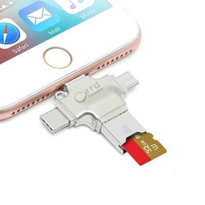 

4in 1 SD / Micro SD Card Reader для iPhone iPad Android Phone, Picture и Video Viewer для адаптера карты памяти камеры