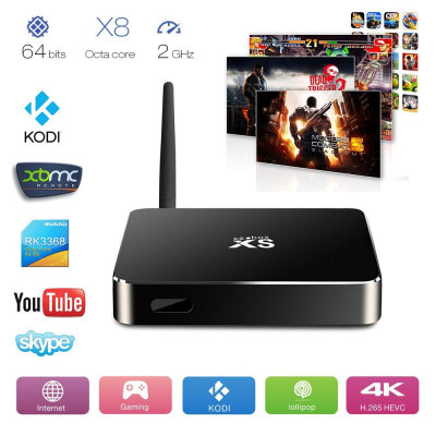 

Xsbox RK3368 - Android 5.1 Lollipop Smart TV Box, Octa Core&64BITS RK3368 Cortex-A53 - Kodi Isengard 15.1 1g/8g Metal Tv Box