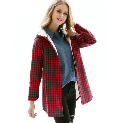 

BURDULLY Winter Long Sleeve Hooded Parkas For Woman Cotton Coats Female Autumn Outerwear Plaid Parkas Plus Size Chaqueta Mujer