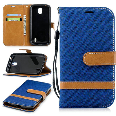 

BEFOSPEY Mixed Colors Denim PU LeatherSoft TPU Card Slot Stand Wallet Case For Nokia 145"2018