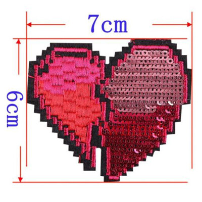 

1Pc Lip Patches Iron On Embroidered Sequined Patch Flower Heart Love Applique DIY Sewing Fabric Repair Clothes Patches Stickers