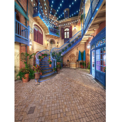 

Blue Ladder Photo Backdrop 57FT Vinyl Fabric Cloth Digital Printing Birthday Background s-660