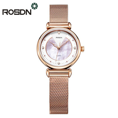 

ROSDN Fashion Watches for Women Rose Gold Quartz Watch Waterproof Sport Steel Mesh Strap Wristwatches