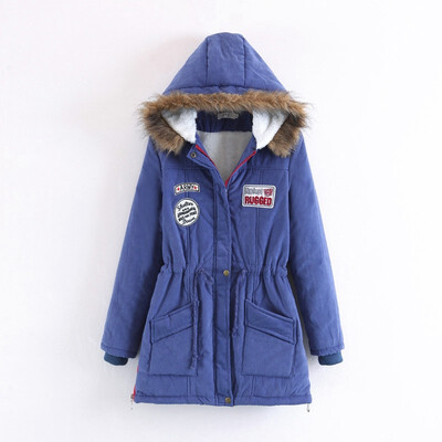 

2018 winter new hooded long-sleeved parkas womens cotton-padded coat