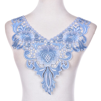 

1PC Embroidered Floral Lace Neckline Neck Collar Trim Clothes Sewing Patch B
