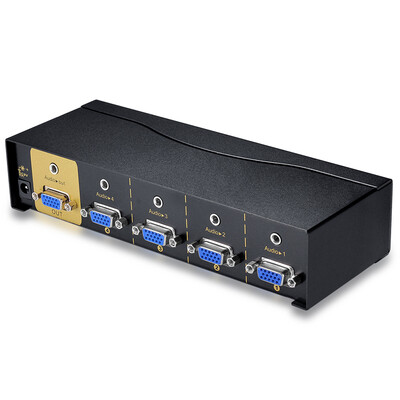

Wins shengwei VS-5041 VGA switch four into a wiring 4 full intelligent with audio remote control automatic vga share video switch