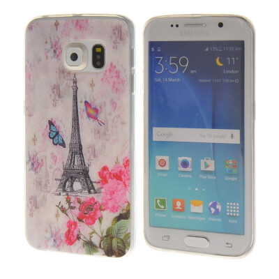 

MOONCASE Eiffel Tower Pattern Soft Silicone Gel TPU Flexible Shell Protective Case Cover for Samsung Galaxy S6 Edge a01