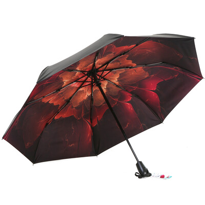 

Jingdong Supermarket Paradise umbrella UPF50 self-closing black rubber three fold black umbrella sun umbrella sunny umbrella 31803E red