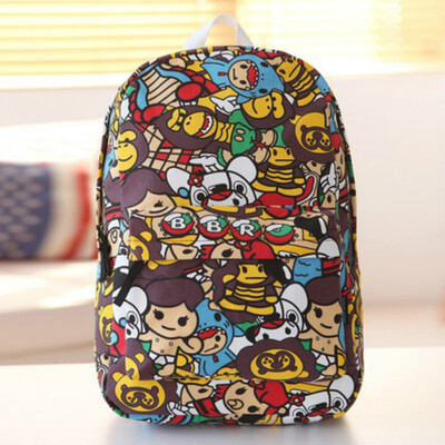 

2017 New Korean Version of Backpack Fashion Boutique Female Middle School Students Schoolbag Graffiti Cartoon Backpack