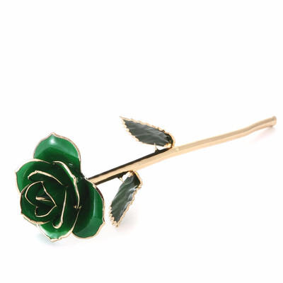 

Daya Deep Green Gold Rose Gold Rose Love Forever Long Stem Dipped 24k Rose Foil Trim Gifts for Her Green