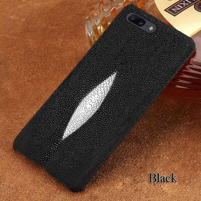 

Genuine Leather Phone Case For Oneplus 5 Case Natural Pearl Fish Skin Back Cover For Oneplus 3 3T 5T Case