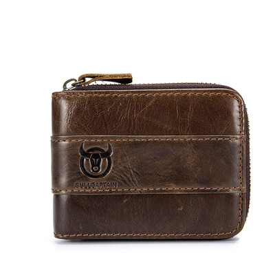 

BULLCAPTAIN 2018 New Arrival Mens Wallet Cowhide Coin Purse Slim RFID Carteira Designer Brand Wallet clutch leather wallet 025