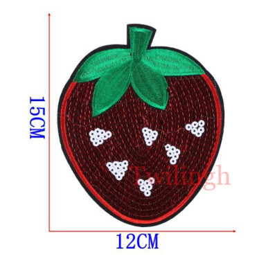 

twilingh Patches Sewing Iron-On Accessories Big Fruit Embroidered Sequined Patches For Clothing