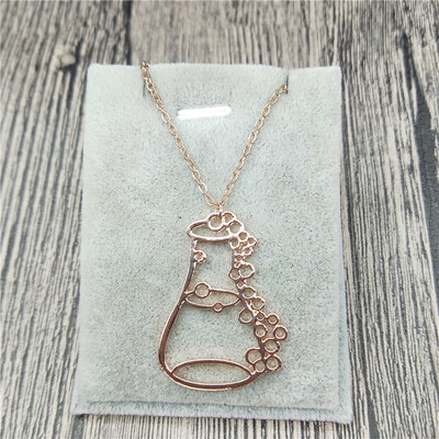 

New Trendy Erlenmeyer Flask Necklace Potion Bottle Chemistry Laboratory Graduation Gift Conical Flask Pendant Necklace Women