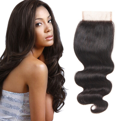 

Candace Brazilian Body Wave Human Hair 4x4 Lace Closure FreeMiddleThree Part Ways Swiss Lace With Baby Hair