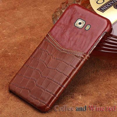 

Genuine Leather Phone Case For Samsung C9 Pro Case Crocodile Texture&Oil wax leather Back Cover For S7 S8 Plus Case