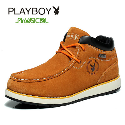 

PLAYBOY brandWarm leather winter boots with suedeLeisure with cottonMale snow bootsHigh-topMens shoes