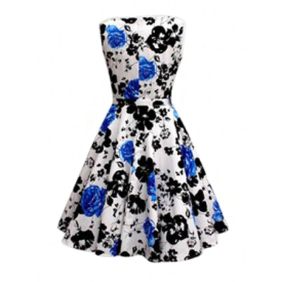 

CT&HF Women Elegant Temperament Silm Dress Fashion Printing Sleeveless Dress Korea Sweet Contracted Cotton Dress